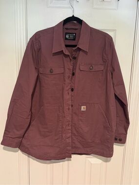 Ladies flannel lined Carhartt Utility Jacket in Mauve. Size XL